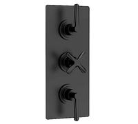 nuie CLL4211 Aztec Modern Bathroom Triple Concealed Thermostatic Shower Valve - 2 Outlets, 280mm, Black