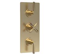 nuie CLL8211 Aztec Modern Bathroom Triple Concealed Thermostatic Shower Valve - 2 Outlets, 280mm, Brushed Brass