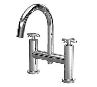 nuie CLX353 Aztec Modern Bathroom Deck Mounted Bath Filler Tap, 235mm, Chrome
