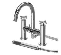 nuie CLX354 Aztec Modern Bathroom Bath Shower Mixer Tap with Shower Kit, 235mm, Chrome