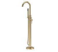 nuie CLX821 Aztec Floor Standing Bath Shower Mixer Tap with Kit, 1,200mm, Brushed Brass