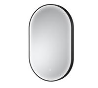 Nuie Columba Inset Framed Oval Illuminated LED Mirror with Demister and Touch Sensor | Black | Glass/Aluminium | 800mm x 500mm