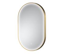 Nuie Columba Inset Framed Oval Illuminated LED Mirror with Demister and Touch Sensor | Brushed Brass | Glass/Aluminium | 800mm x 500mm
