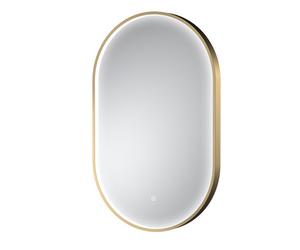 Nuie Columba Inset Framed Oval Illuminated LED Mirror with Demister and Touch Sensor | Brushed Brass | Glass/Aluminium | 800mm x 500mm