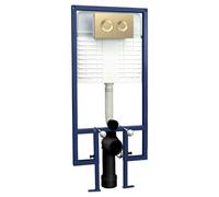 nuie Dual Flush Concealed Cistern Frame Round Plate - Brass