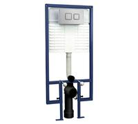 Nuie Concealed Cistern with Wall Frame and Square Dual Flush Push Buttons | Chrome