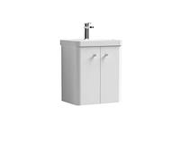Nuie Core Gloss White 500mm Wall Hung 2-Door Vanity Unit & Basin -