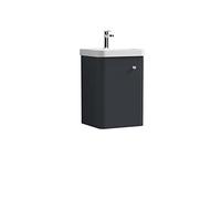 nuie COR1401 Core Modern Bathroom Wall Hung 1 Door Vanity Basin Unit with Ceramic Basin, 400mm, Soft Black