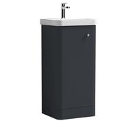Nuie Core Satin Single Door Vanity Unit and Thin Edge Basin | Soft Black | MDF | 400mm