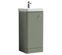 Nuie Core Single Door Vanity Unit and Thin Edge Basin | Satin Green | MDF | 400mm