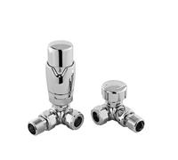Nuie Corner Thermostatic Radiator Valves | Chrome | Metal | 50mm x 118mm x 50mm
