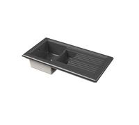 Nuie Counter Top Sink 1.5 Bowl, Elegant Black Fireclay Kitchen Sink For Timeless Utility, 1010mm X 525mm
