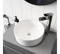 Nuie Countertop Basin Sink Ceramic Bathroom Vanity Wash Round Modern 350mm