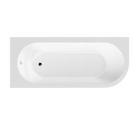 Nuie Crescent Left Hand Curved Shower Bath and Front Bath Panel | White | Acrylic | 1700mm x 725mm