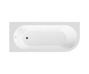 Nuie Crescent Left Hand Curved Shower Bath and Front Bath Panel | White | Acrylic | 1700mm x 725mm