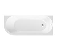 Nuie Crescent Right Hand Curved Shower Bath and Front Bath Panel | White | Acrylic | 1700mm x 725mm