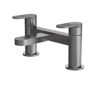 Nuie Cyprus Deck Mounted Bath Filler Tap | Brushed Pewter | Brass | 230mm x 116mm x 142mm