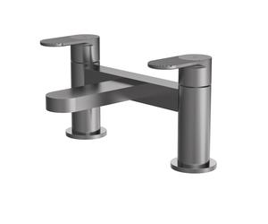 Nuie Cyprus Deck Mounted Bath Filler Tap | Brushed Pewter | Brass | 230mm x 116mm x 142mm