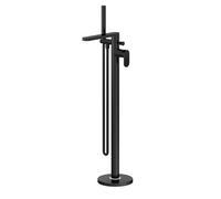 Nuie Cyprus Freestanding Bath Shower Mixer Tap | Matt Black | Brass | 200mm x 880mm x 282mm
