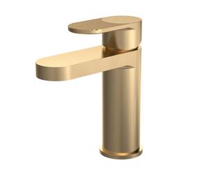 Nuie Cyprus Mono Basin Mixer Tap with Push Button Waste | Brushed Brass | 52mm x 160mm x 150mm