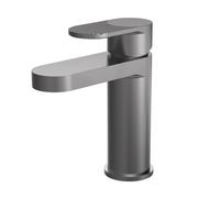 Nuie Cyprus Mono Basin Mixer Tap with Push Button Waste | Brushed Pewter | Brass | 52mm x 160mm x 150mm