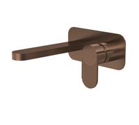 Nuie Cyprus Wall Mounted 2 Tap Hole Basin Mixer with Plate | Brushed Bronze | Brass | 180mm x 108mm x 193mm