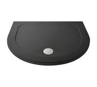 nuie TR71095 Modern Bathroom D Shape Slimline Pearlstone Shower Tray, 1050mm, Slate Grey