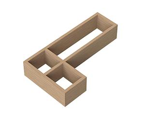 nuie DDL300 Accessory L-Shaped Bamboo Drawer Organiser, 150mm