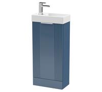 Nuie Deco Compact Single Door Floor Standing Vanity Unit with Basin | Satin Blue | MDF | 400mm