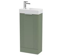 Nuie Deco Compact Single Door Floor Standing Vanity Unit with Basin | Satin Green | MFC | 400mm