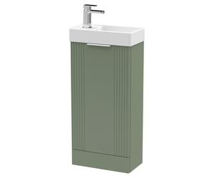 Nuie Deco Compact Single Door Floor Standing Vanity Unit with Basin | Satin Green | MDF | 400mm