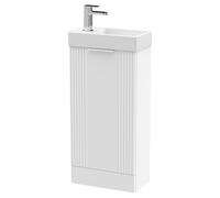Nuie Deco Compact Single Door Floor Standing Vanity Unit with Basin | Satin White | MDF | 400mm
