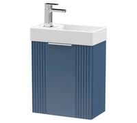 Nuie Deco Compact Single Door Wall Hung Vanity Unit with Basin | Satin Blue | MDF | 400mm