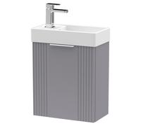 Nuie Deco Compact Single Door Wall Hung Vanity Unit with Basin | Satin Grey | MDF | 400mm