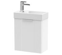 Nuie Deco Compact Single Door Wall Hung Vanity Unit with Basin | Satin White | MDF | 400mm