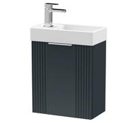 Nuie Deco Compact Single Door Wall Hung Vanity Unit with Basin | Soft Black | MFC | 400mm