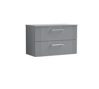 Nuie Deco Satin Grey 800mm Wall Hung 2-Drawer Vanity Unit & Workto
