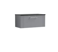 Nuie Deco Wall Hung Single Drawer Vanity Unit with Black Sparkle Worktop | Satin Grey | MDF | 800mm