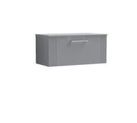 Nuie Deco Wall Hung Single Drawer Vanity Unit with Worktop | Satin Grey | MDF | 800mm
