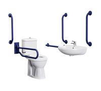 Nuie Doc M Bathroom Pack with Blue Grab Rails | White | Plastic