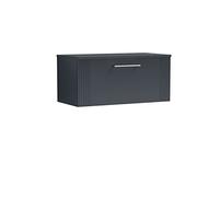 nuie DPF1496W Deco Modern Bathroom Wall Hung 1 Drawer Part Fluted Vanity Basin Unit with Worktop, 800mm, Satin Anthracite
