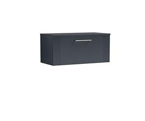 nuie DPF1496W Deco Modern Bathroom Wall Hung 1 Drawer Part Fluted Vanity Basin Unit with Worktop, 800mm, Satin Anthracite