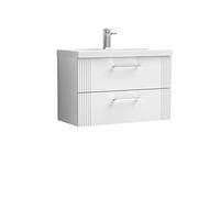Nuie Deco Satin White 800mm Wall Hung 2-Drawer Vanity Unit & Basin