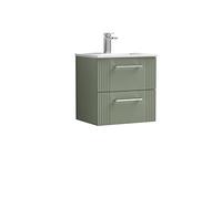 Nuie Deco 500mm Wall Hung 2 Drawer Vanity & Basin 2 - Satin Reed Green
