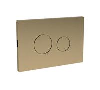 Nuie Dual Flush Plate with Round Push Buttons | Brushed Brass | Plastic | 210mm x 140mm x 99mm