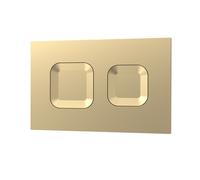Nuie Dual Flush Plate with Square Push Buttons | Brushed Brass | Plastic | 267mm x 170mm x 11mm