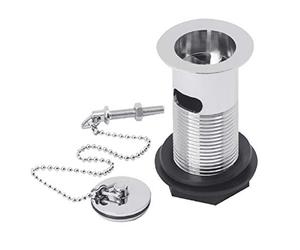 Nuie E303 ǀ Modern Bathroom Contract Basin Waste with Poly Plug and Ball Chain, 88mm x 60mm, Chrome | Simple
