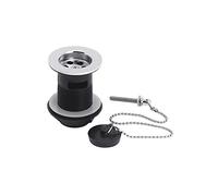 Nuie E308 ǀ Modern Bathroom Contract Basin Waste with Poly Plug and Ball Chain, 81mm x 61mm, Chrome