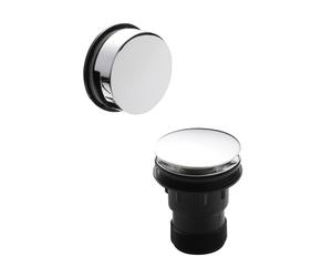 Nuie Easyclean Push Button Bath Waste with Minamilist Overflow | Chrome | Brass | 70mm x 580mm x 70mm