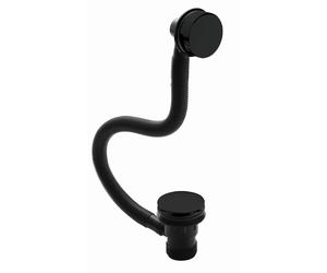 Nuie Easyclean Push Button Bath Waste with Minamilist Overflow | Matt Black | Brass | 70mm x 580mm x 70mm